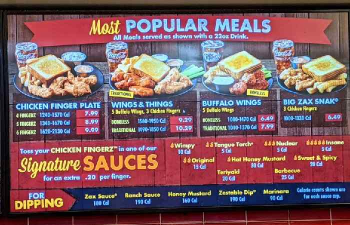 Menu of Zax